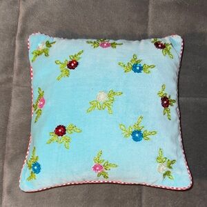Floral Beaded Embroidered Decorative Throw Pillow